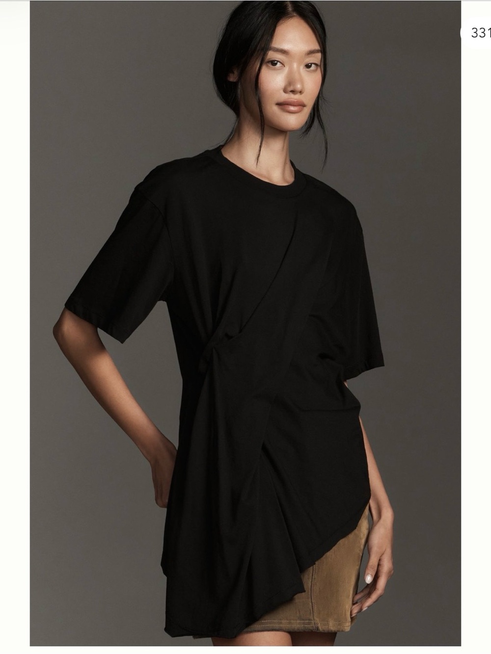 Anthropologie Black Short-Sleeve Twist Tee (never worn)